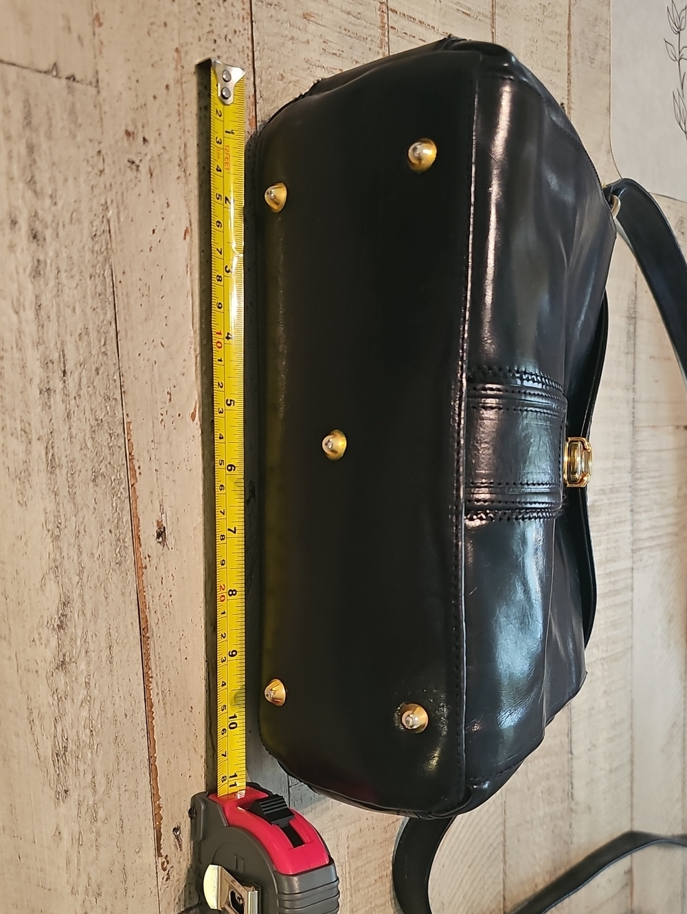Marino Orlandi Black Leather Crossbody with Gold-Tone Lock - Picture 6 of 8
